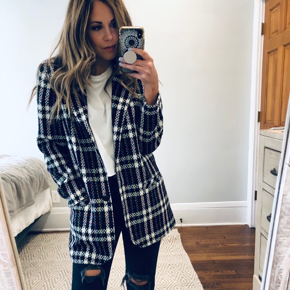 Plaid Vintage Black Jacket Size 4